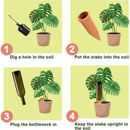 SelfWatering Plant Stakes Terracotta Automatic Plant Waterer Devices For Indoor  Outdoor Plants 3