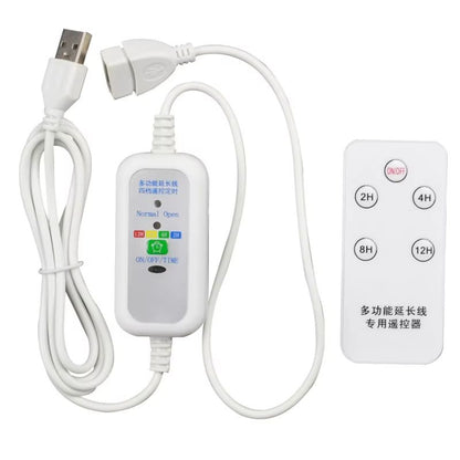 1.5m USB Power Extension Cable with Remote – Timer-Controlled USB Cord for Fans, Lamps, and Devices