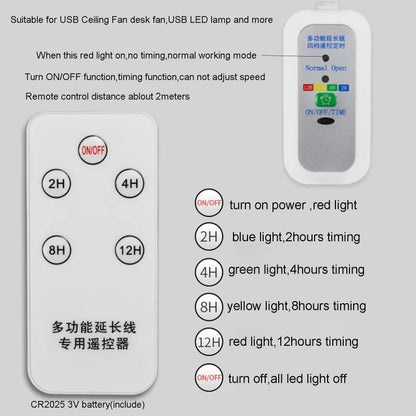 15m USB Power Extension Cable With Remote  TimerControlled USB Cord For Fans Lamps And Devices 2