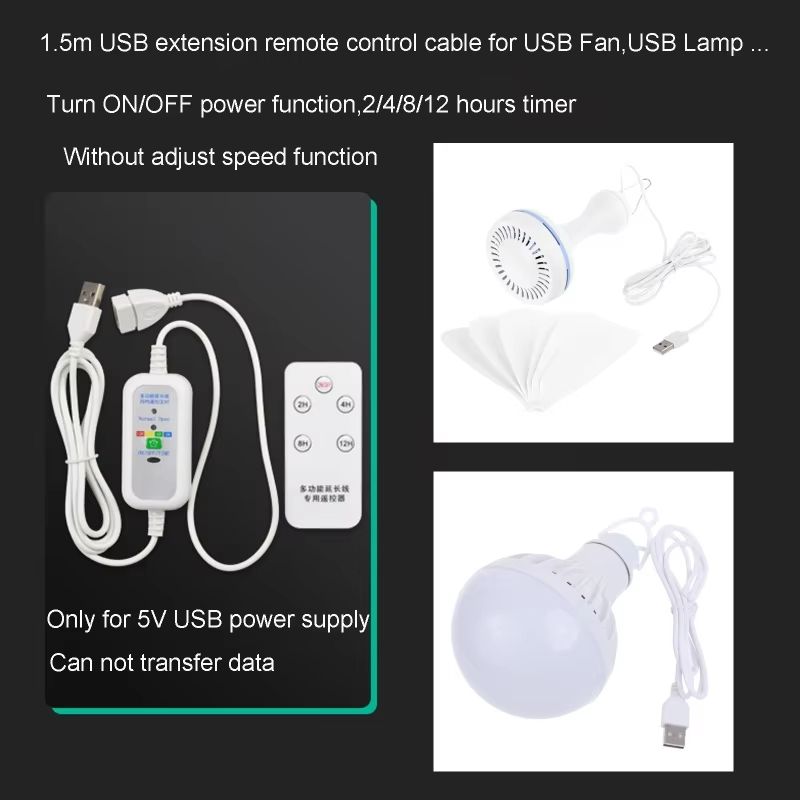 15m USB Power Extension Cable With Remote  TimerControlled USB Cord For Fans Lamps And Devices 4