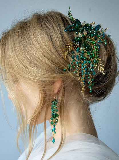 Bohemian Green Vine Bridal Headband Crystal Headdress Hair Ornaments For Wedding  Special Occasions 1