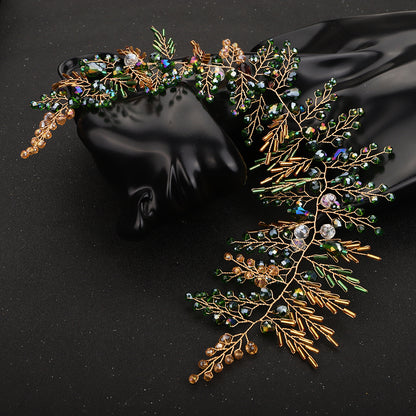 Bohemian Green Vine Bridal Headband Crystal Headdress Hair Ornaments For Wedding  Special Occasions 6