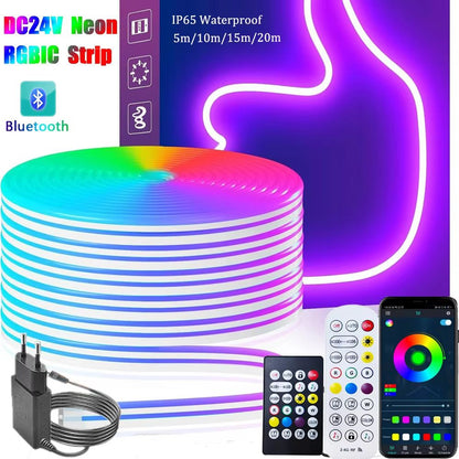 787.40 in RGBIC Neon LED Rope Light – 50ft App-Controlled Strip with Music Sync for Gaming, Decor, and DIY Lighting