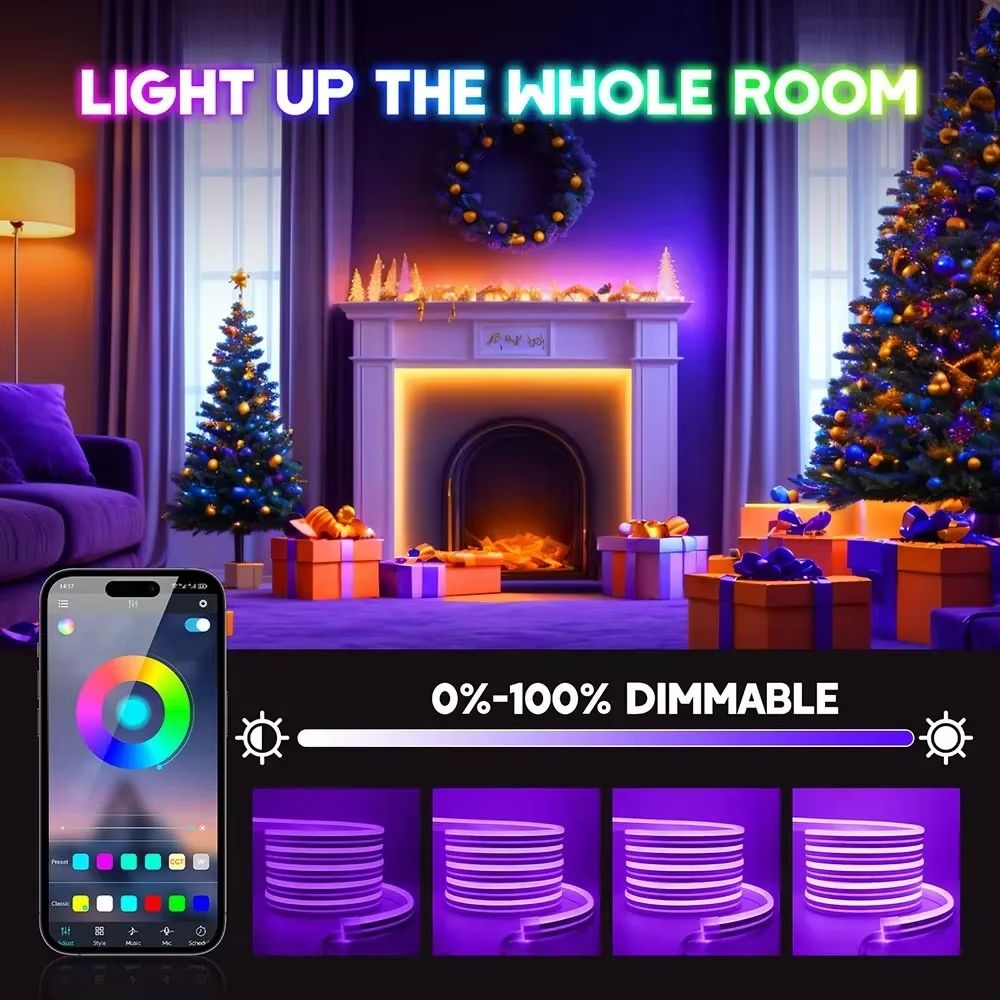20M RGBIC Neon LED Rope Light  50ft AppControlled Strip With Music Sync For Gaming Decor And DIY Li 2