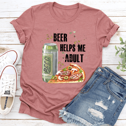 Beer Helps Me Adult Tee