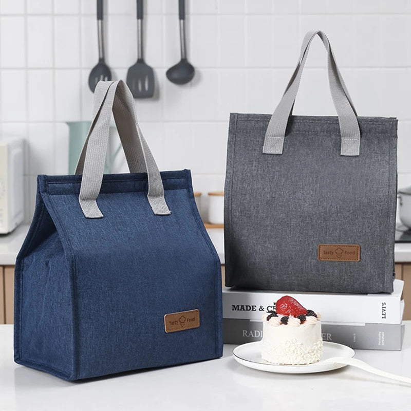 Multifunctional Lunch Bag Thermal Insulation Lunch Box, Kid School Picnic Food Pouch, Solid Color Storage Handbag