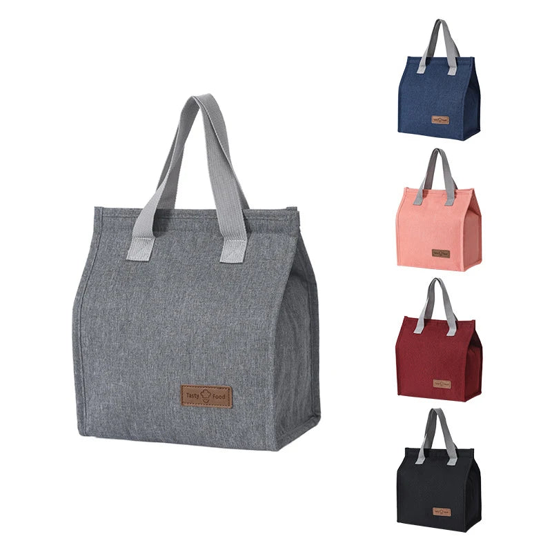 Multifunctional Lunch Bag Thermal Insulation Lunch Box, Kid School Picnic Food Pouch, Solid Color Storage Handbag