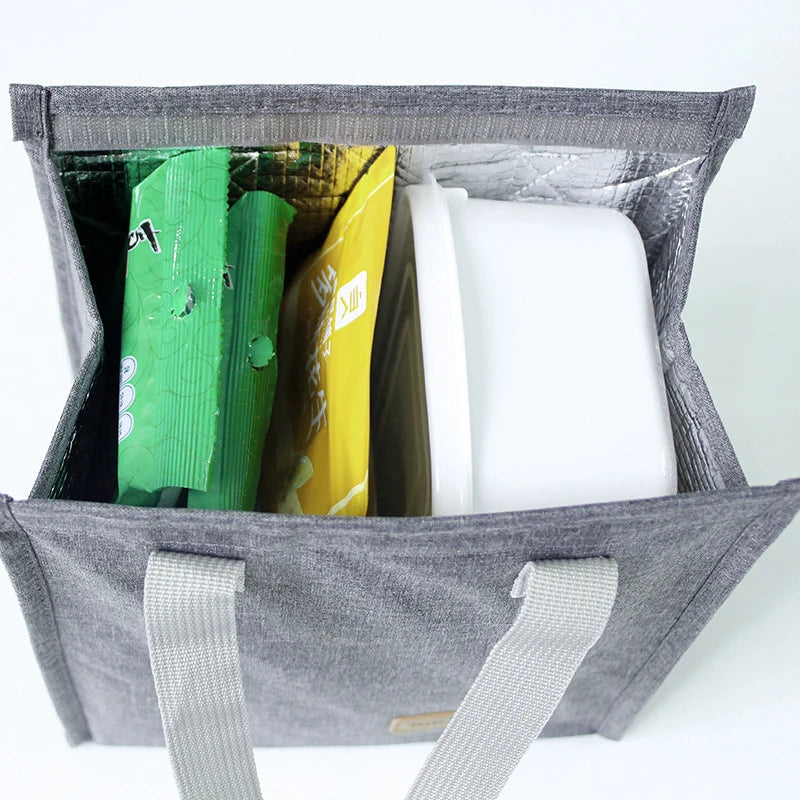 Multifunctional Lunch Bag Thermal Insulation Lunch Box, Kid School Picnic Food Pouch, Solid Color Storage Handbag