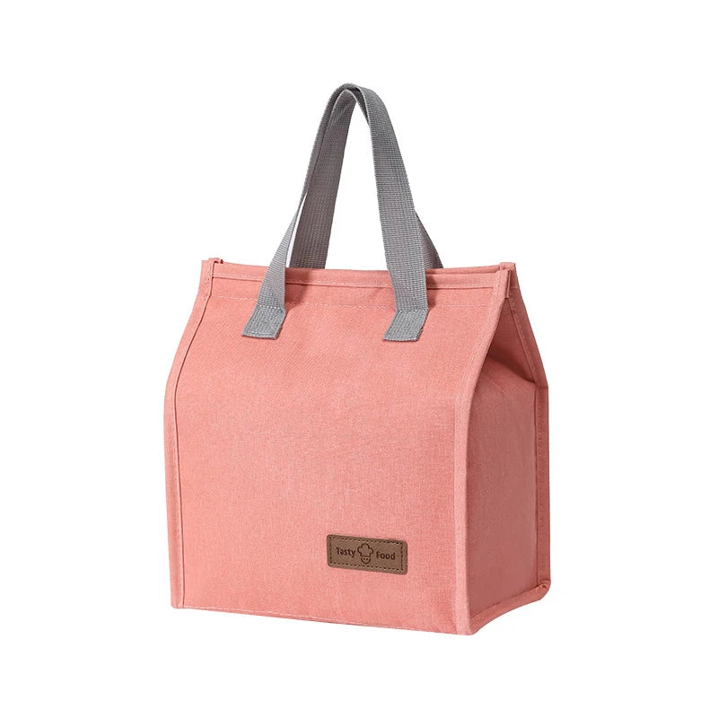 Multifunctional Lunch Bag Thermal Insulation Lunch Box, Kid School Picnic Food Pouch, Solid Color Storage Handbag