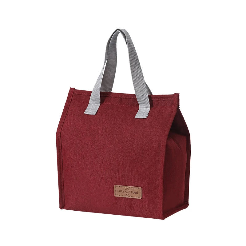Multifunctional Lunch Bag Thermal Insulation Lunch Box, Kid School Picnic Food Pouch, Solid Color Storage Handbag