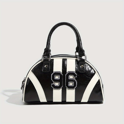 Women Trendy Boston Bag Handbag, Niche Shoulder Crossbody Bag, Fashion Racing Bowling Purse for Everyday Use
