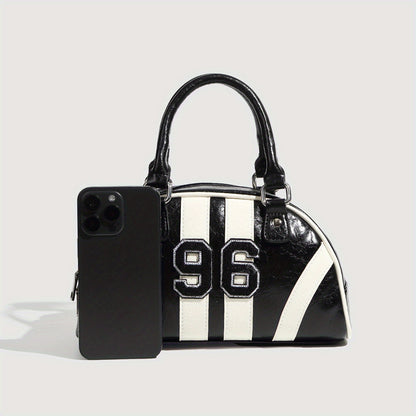 Women Trendy Boston Bag Handbag, Niche Shoulder Crossbody Bag, Fashion Racing Bowling Purse for Everyday Use