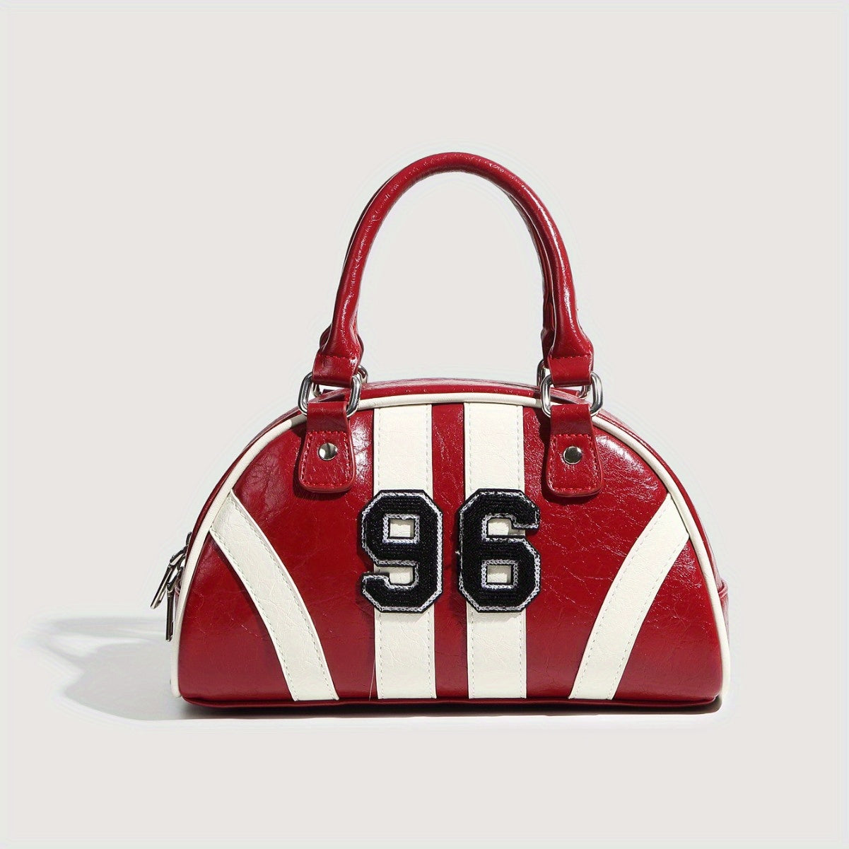 Women Trendy Boston Bag Handbag, Niche Shoulder Crossbody Bag, Fashion Racing Bowling Purse for Everyday Use