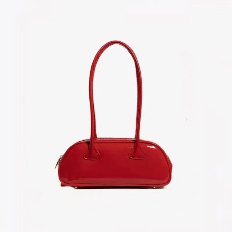 Womens Red Premium Boston Bag, Versatile Handbag for Work, Stylish Shoulder Crossbody Underarm Purse