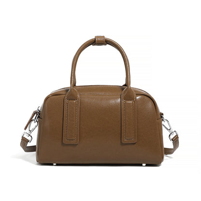 Hifashion Boston Cow Leather Handbags for Women, Vintage Designer, Work Shoulder Crossbody Bowling Bag