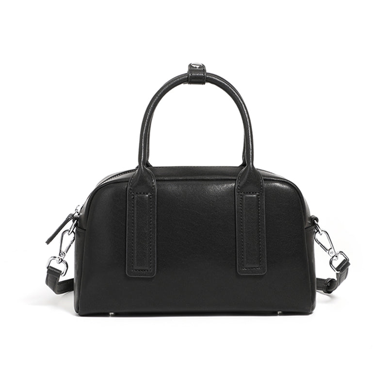 Hifashion Boston Cow Leather Handbags for Women, Vintage Designer, Work Shoulder Crossbody Bowling Bag
