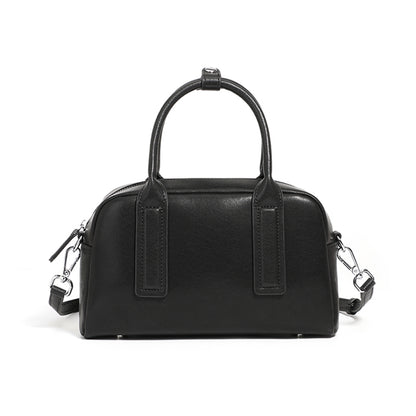 Hifashion Boston Cow Leather Handbags for Women, Vintage Designer, Work Shoulder Crossbody Bowling Bag