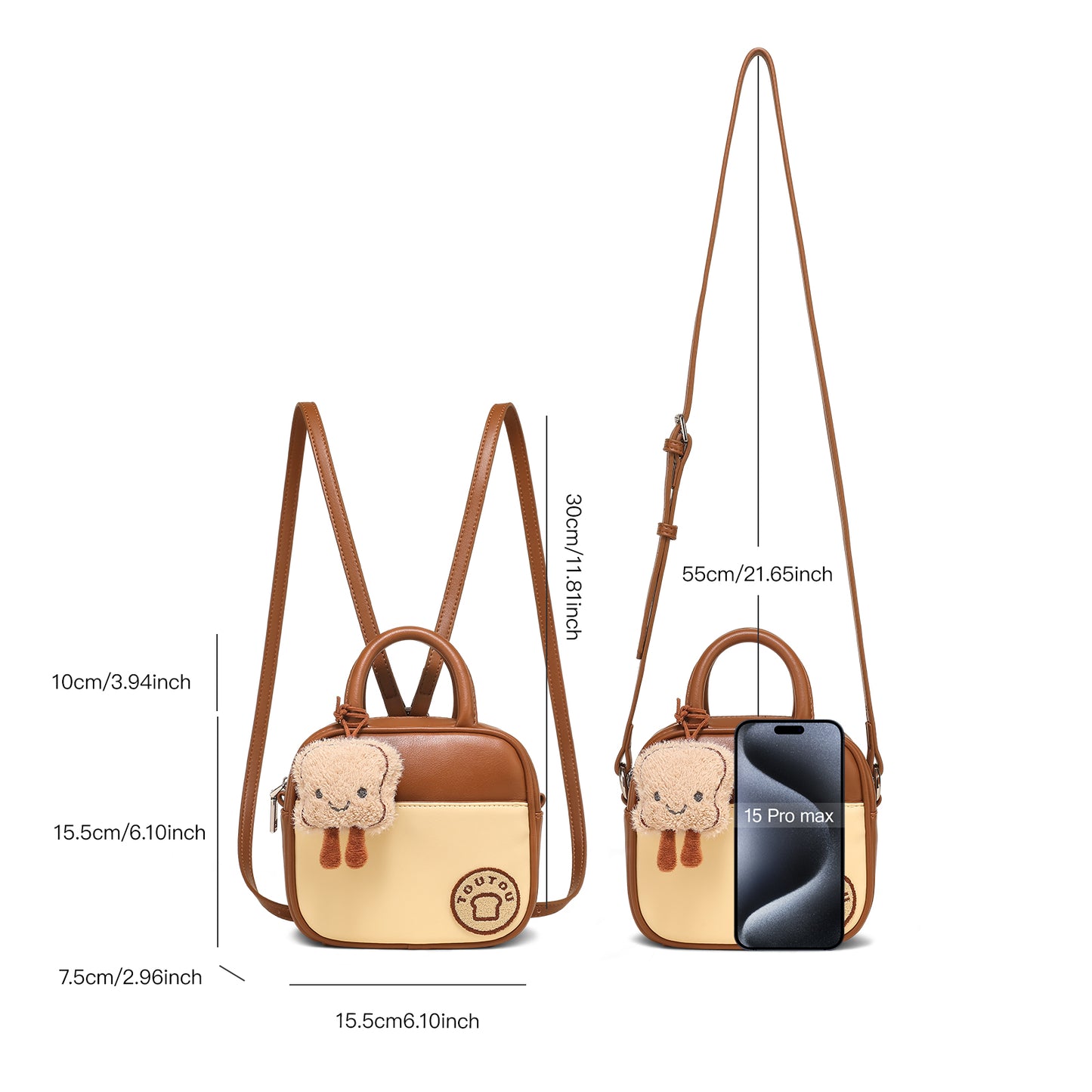 Cute Toast Square Bag for Women, Original Designer Boston Bowling, Crossbody Shoulder Fashion Bag School Gift