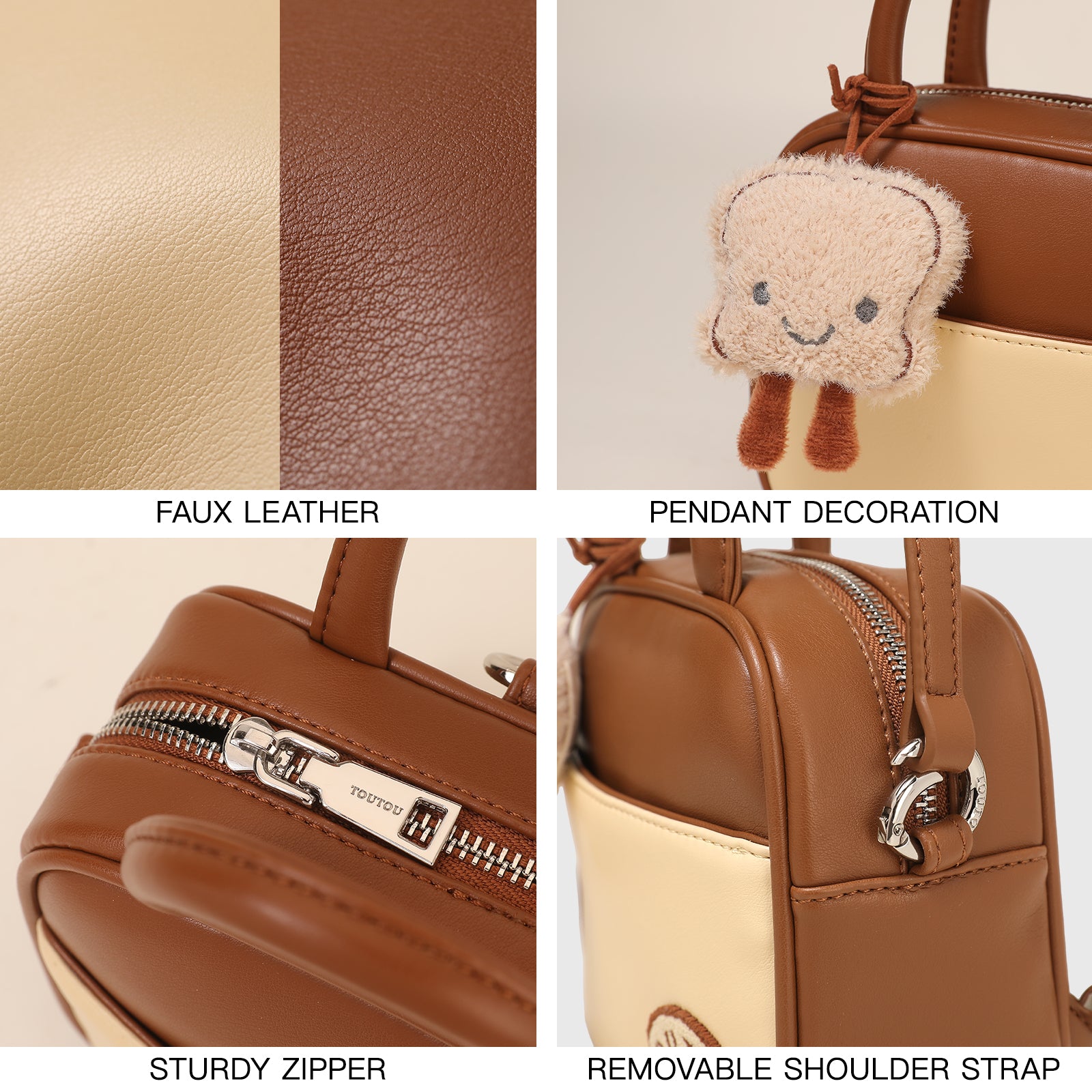 Cute Toast Square Bag for Women, Original Designer Boston Bowling, Crossbody Shoulder Fashion Bag School Gift