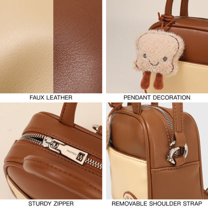 Cute Toast Square Bag for Women, Original Designer Boston Bowling, Crossbody Shoulder Fashion Bag School Gift