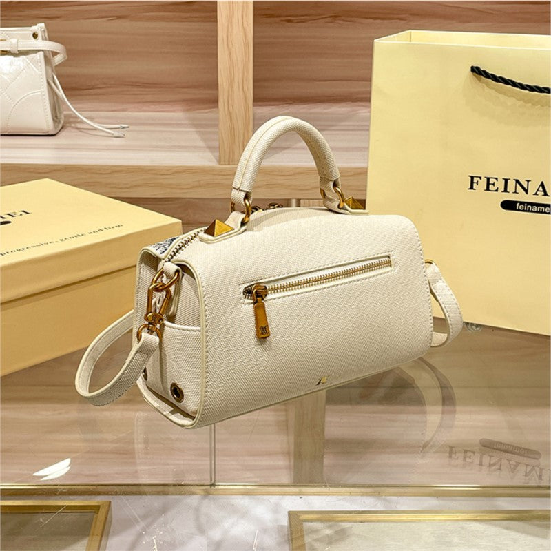 Light Luxury Embroidered Boston Pillow Bag, Women's Fashion Designer Handbag, High-End Texture Crossbody Purse