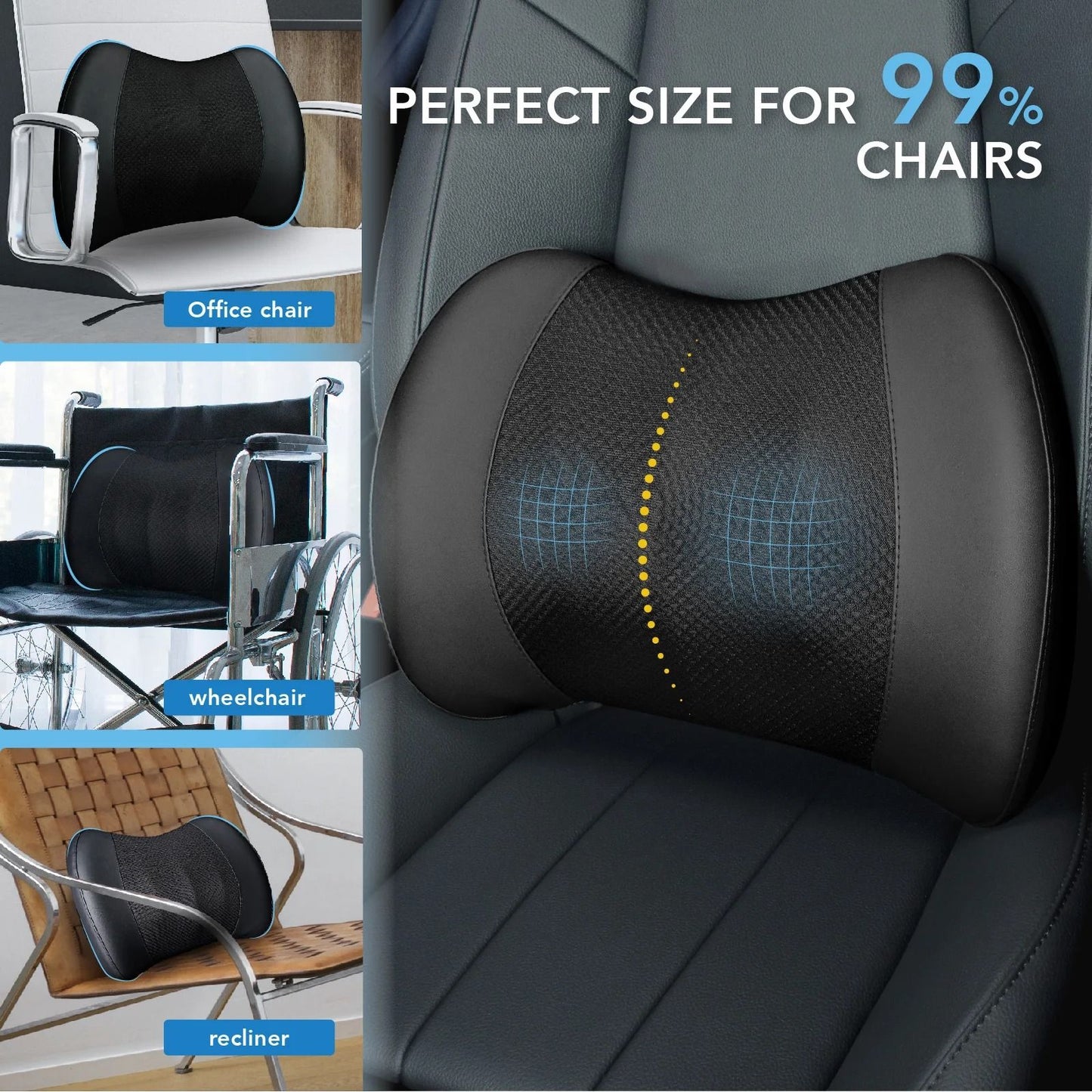 Lumbar Support Memory Foam Back Cushion For Car Office And Wheelchair 4