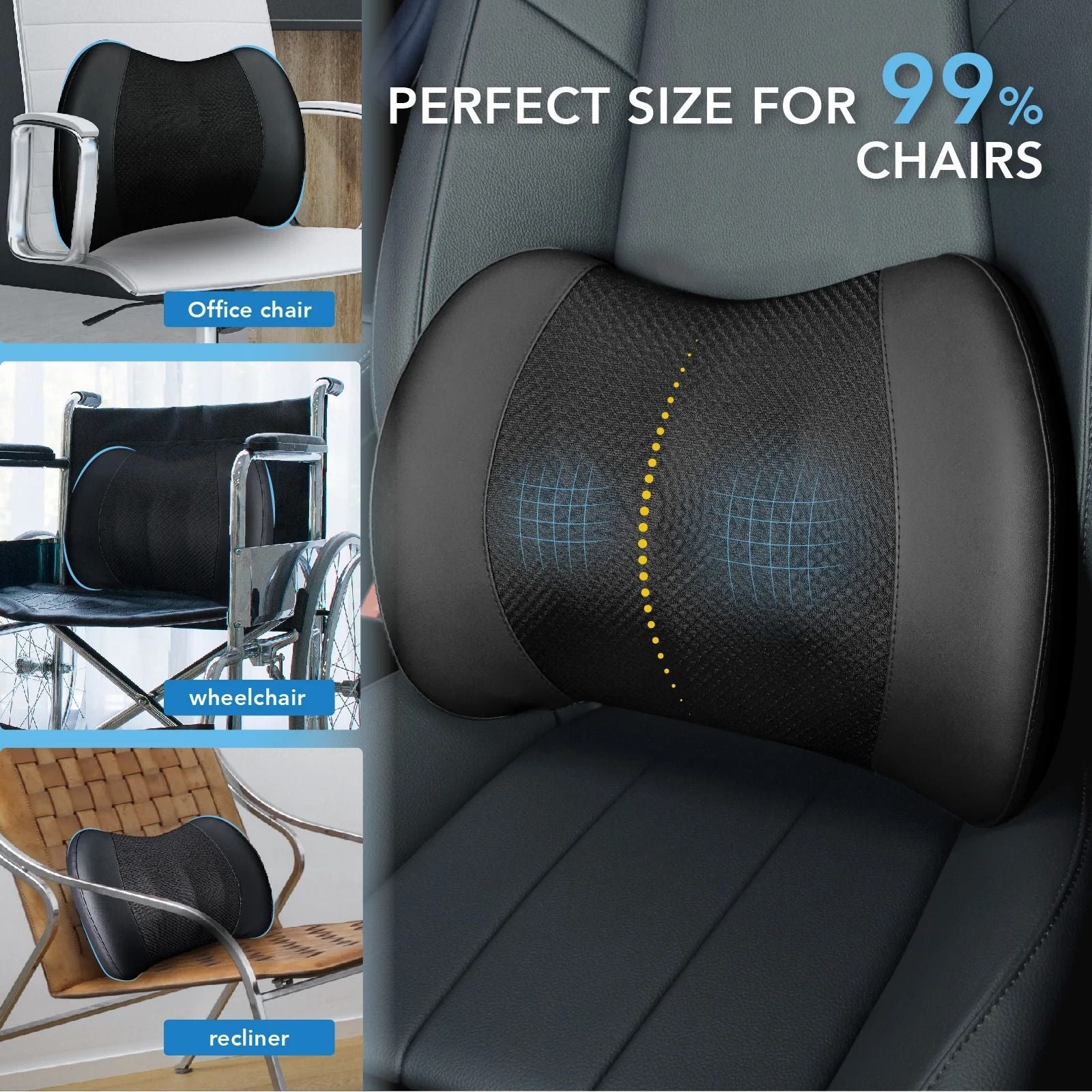 Lumbar Support Memory Foam Back Cushion For Car Office And Wheelchair 4