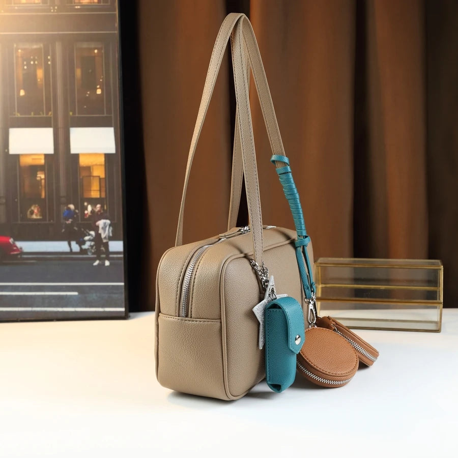Lipstick Bag Pendant Women Handbag, Boston Style Change Bag, Large Capacity Shoulder Messenger, Chic & Simple Design