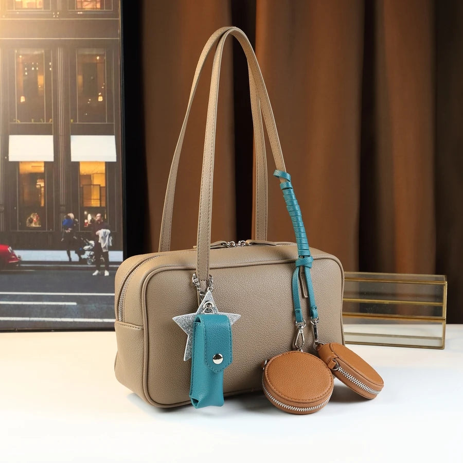 Lipstick Bag Pendant Women Handbag, Boston Style Change Bag, Large Capacity Shoulder Messenger, Chic & Simple Design