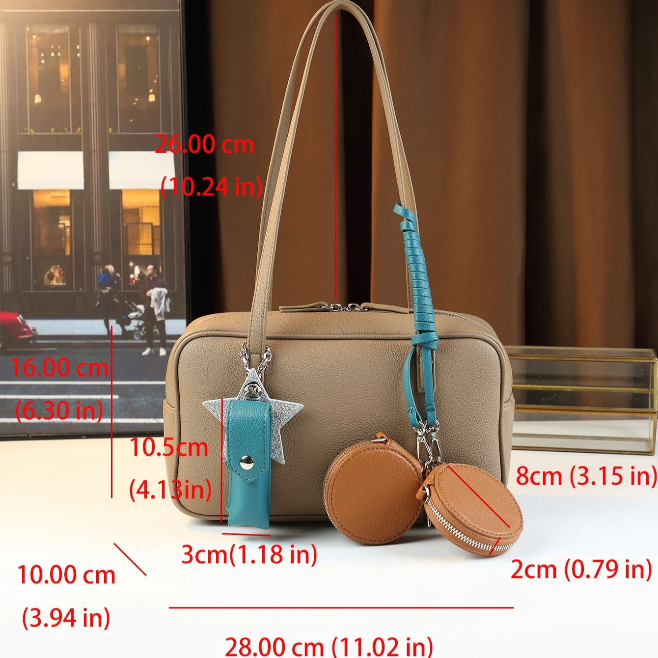 Lipstick Bag Pendant Women Handbag, Boston Style Change Bag, Large Capacity Shoulder Messenger, Chic & Simple Design
