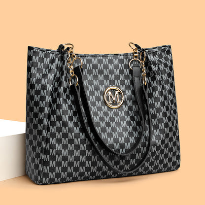 Stylish women commuter tote bags, large retro print shoulder bag, fashion handbag with big capacity for work or travel