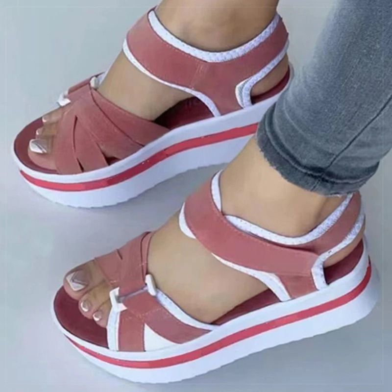 Women's Color Block Wedge Sandals with Platform Heel for Summer Style and Comfort
