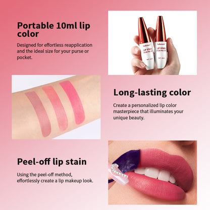 24 Hour Water Resistant Lip Stain Peel Off, Matte Liquid Lipstick, Long Wear, Smudge Proof, Kiss Proof Color