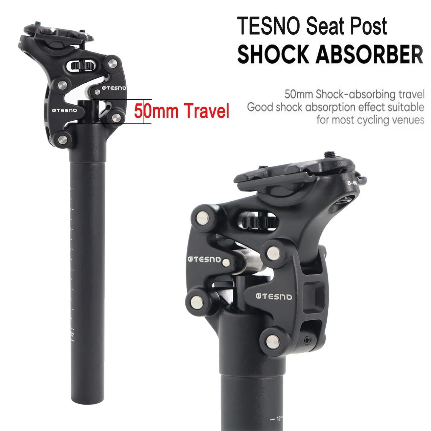 MTB Bicycle Suspension Seatpost with Adjustable Travel and Shock Absorption