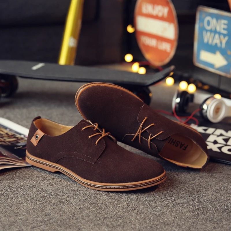 Mens Suede Leather Oxford Sneakers With Classic Style And Everyday Comfort 4