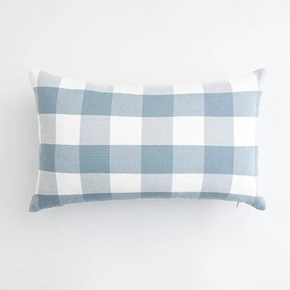 Light Blue Decorative Plaid Pillow Covers For Sofa Or Bed 9