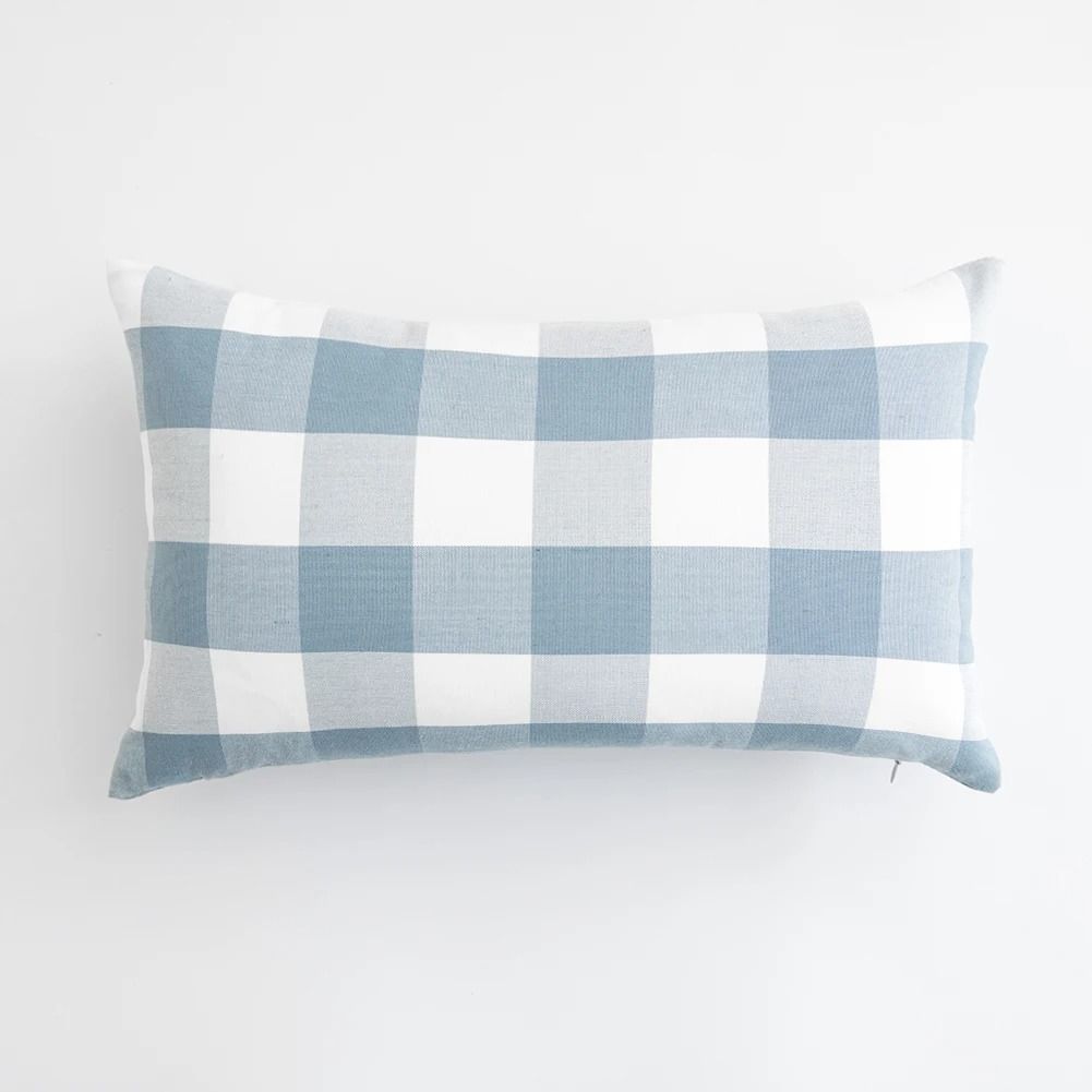 Light Blue Decorative Plaid Pillow Covers For Sofa Or Bed 4