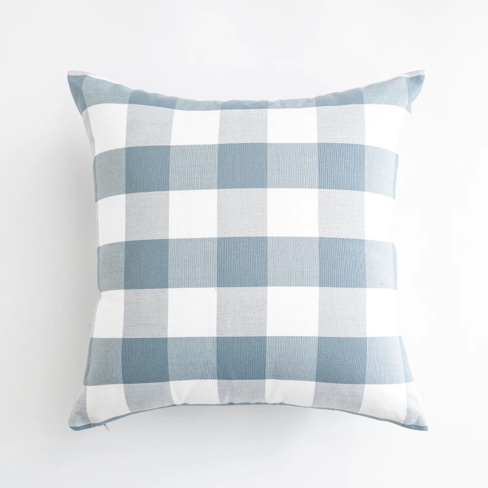 Light Blue Decorative Plaid Pillow Covers For Sofa Or Bed 5