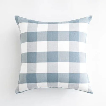Light Blue Decorative Plaid Pillow Covers For Sofa Or Bed 8