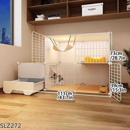 Three Story Indoor Cat House With Built In Litter Box And Spacious Multi Level Design 7