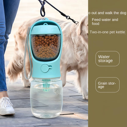 Portable Pet Water Bottle With Food Container For Travel And Outdoor Use 1