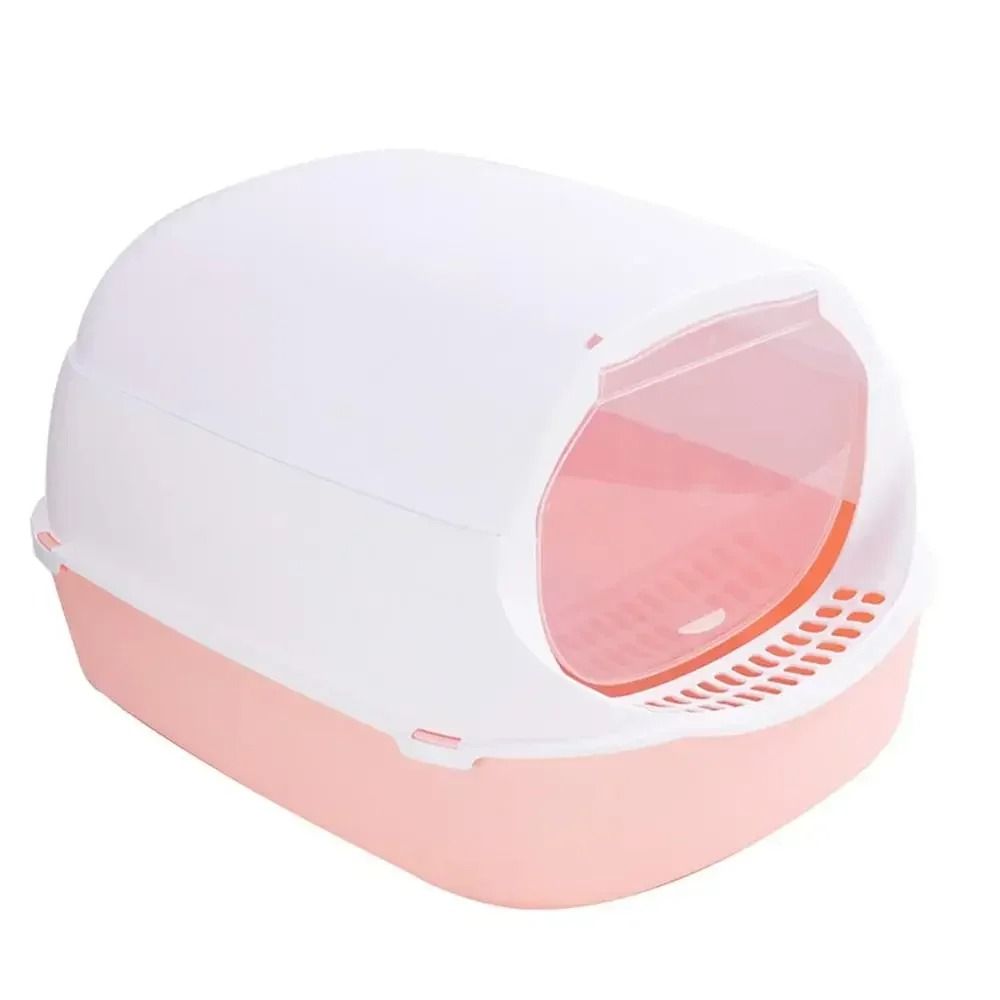 SemiEnclosed Cat Litter Box With Splash Guard And Cleaning Basin 10