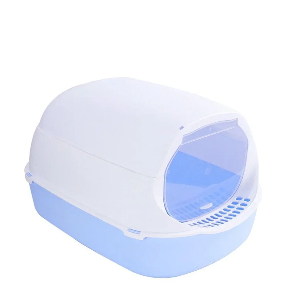 SemiEnclosed Cat Litter Box With Splash Guard And Cleaning Basin 11