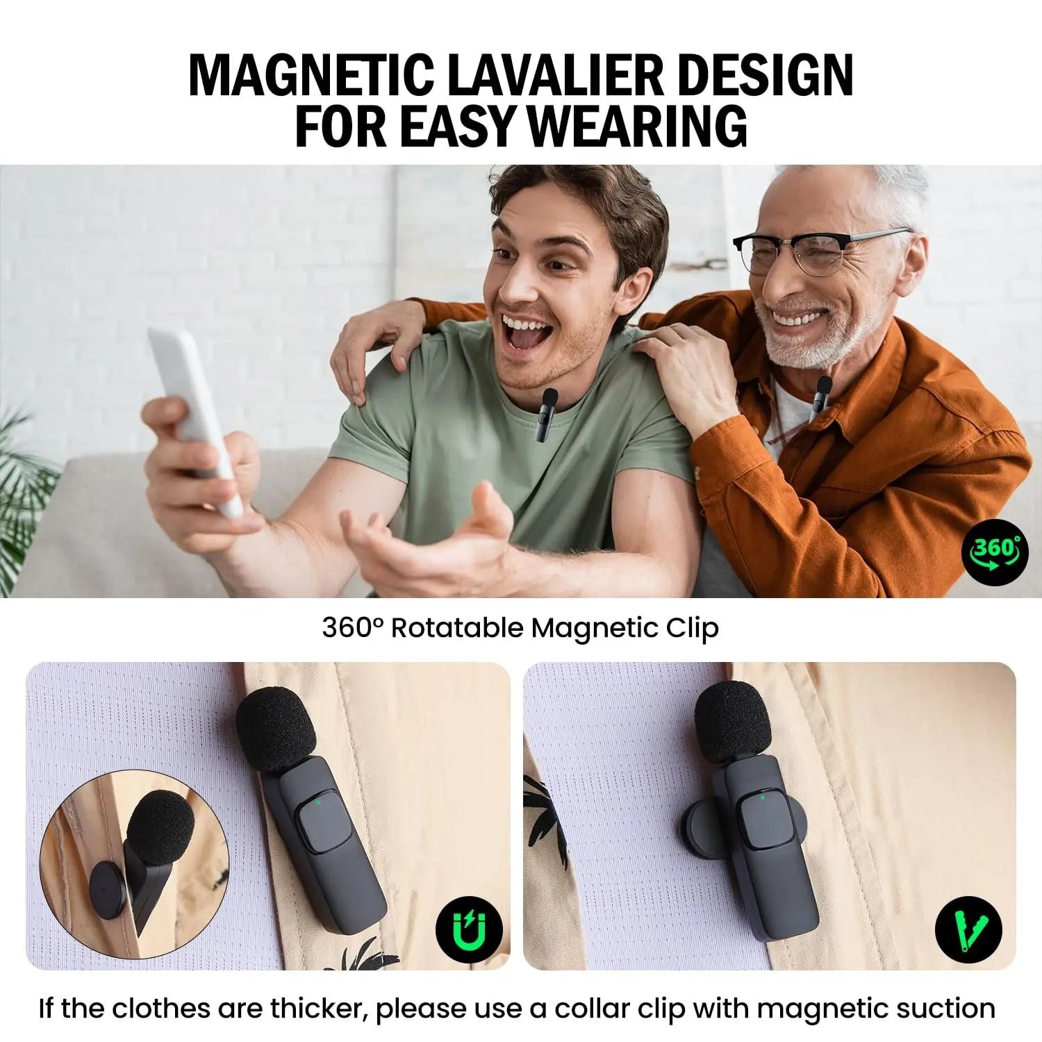 Wireless Lavalier Microphone For IPhone And Android  Single And Dual Kits 3
