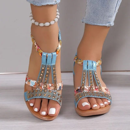 Womens Rhinestone Wedge Sandals With Platform Sole 2