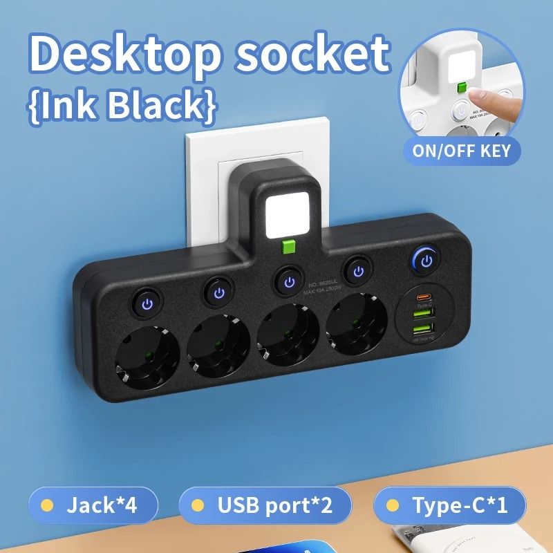 5 Socket EU Plug Wall Outlet With Optional USB C Ports 9