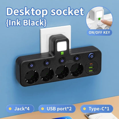 5 Socket EU Plug Wall Outlet With Optional USB C Ports 9