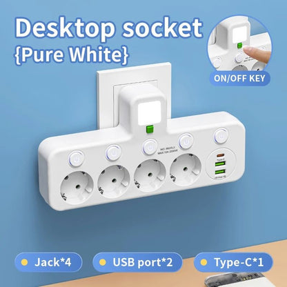 5 Socket EU Plug Wall Outlet With Optional USB C Ports 6