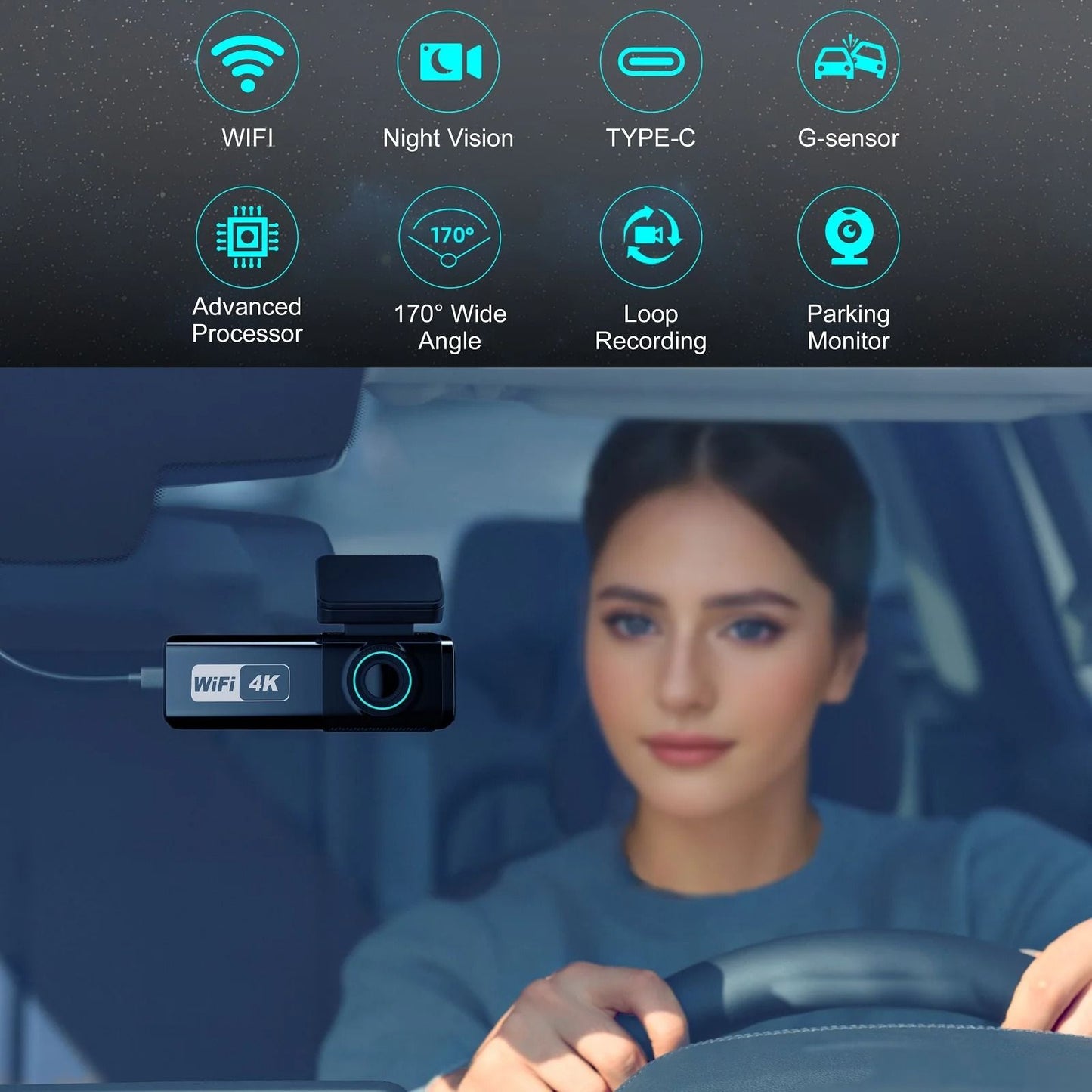 UHD 4K WiFi Dash Cam With Night Vision And Parking Monitor 2