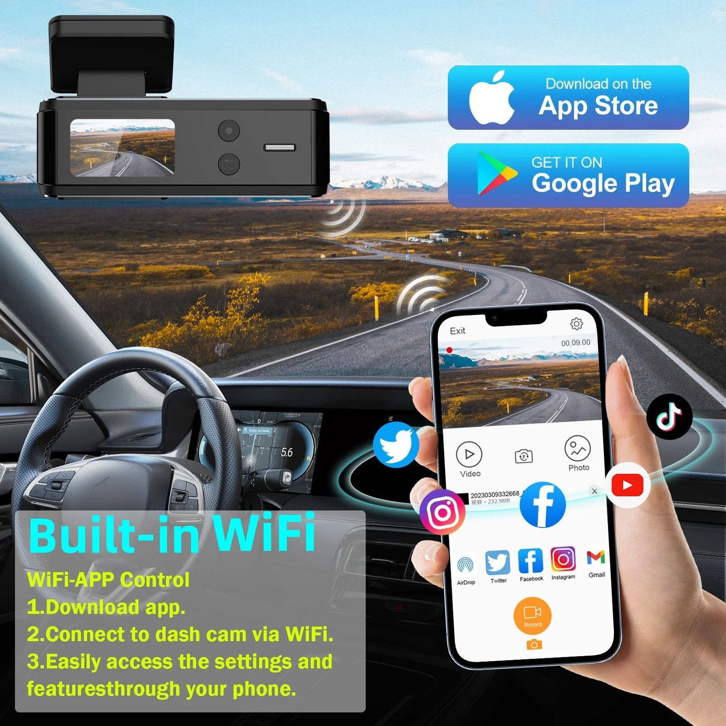 UHD 4K WiFi Dash Cam With Night Vision And Parking Monitor 5